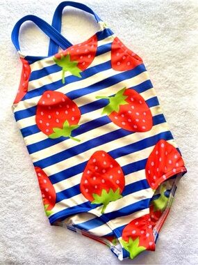Mini Boden Strawberry One-Piece Swimsuit Size 110 (4-5 Years)